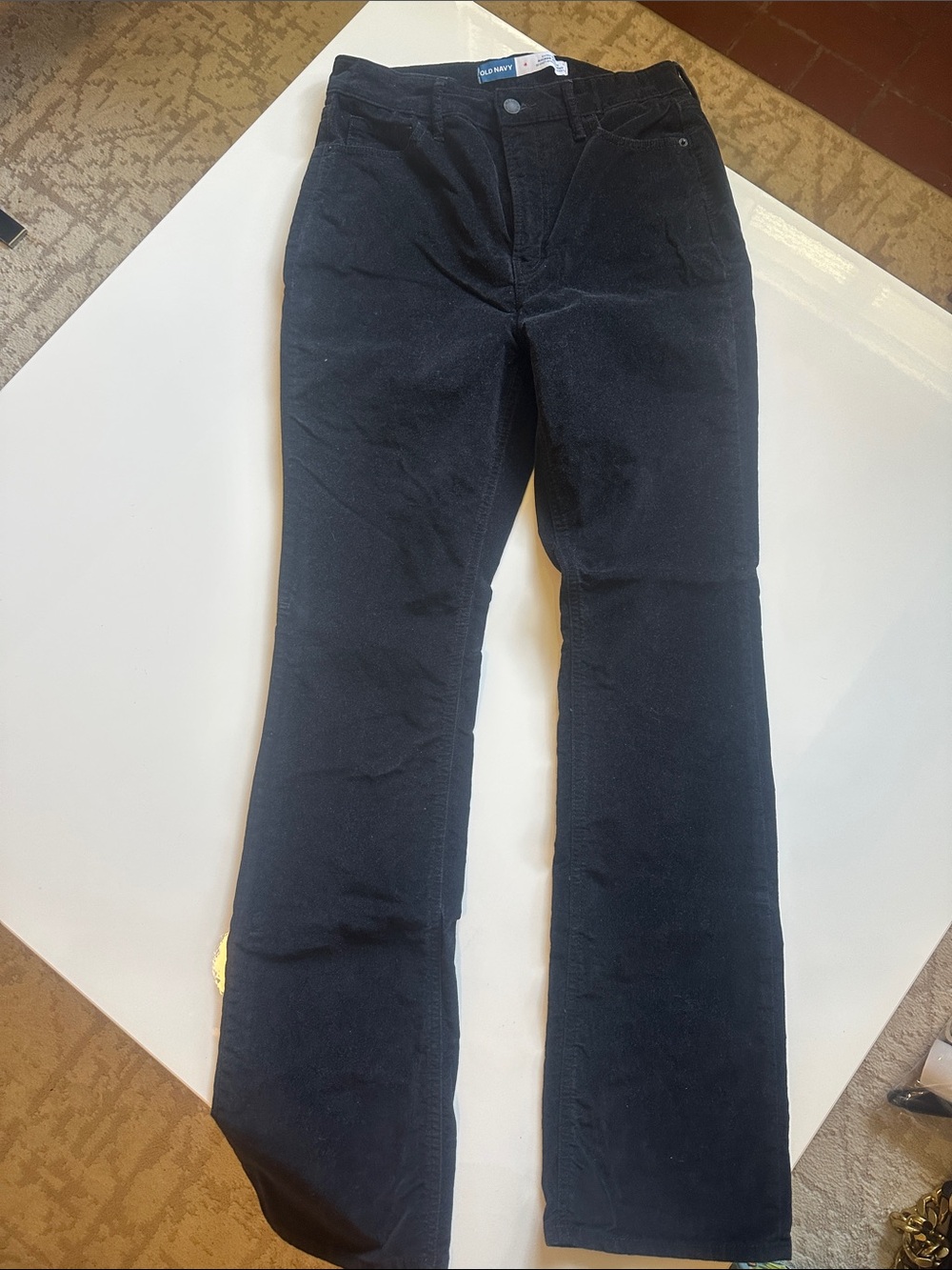 Old Navy Black Velvet Extra High-Rise Kicker Boot-Cut Pants